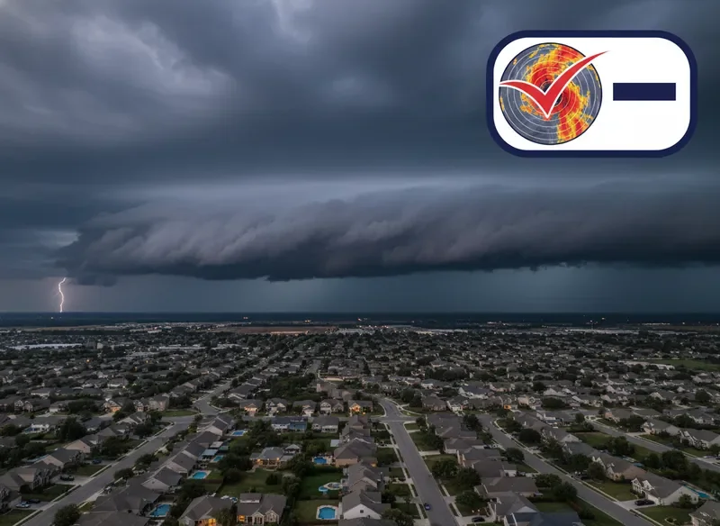 Severe thunderstorm warning with doppler radar weather map